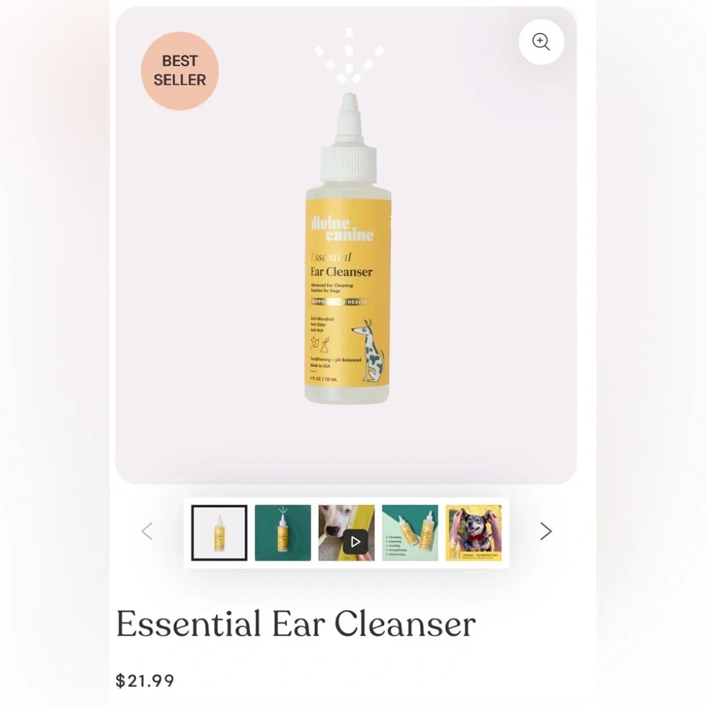 6/$20 Divine Canine Advanced Ear Cleanser for Dogs 8 fl oz NWT